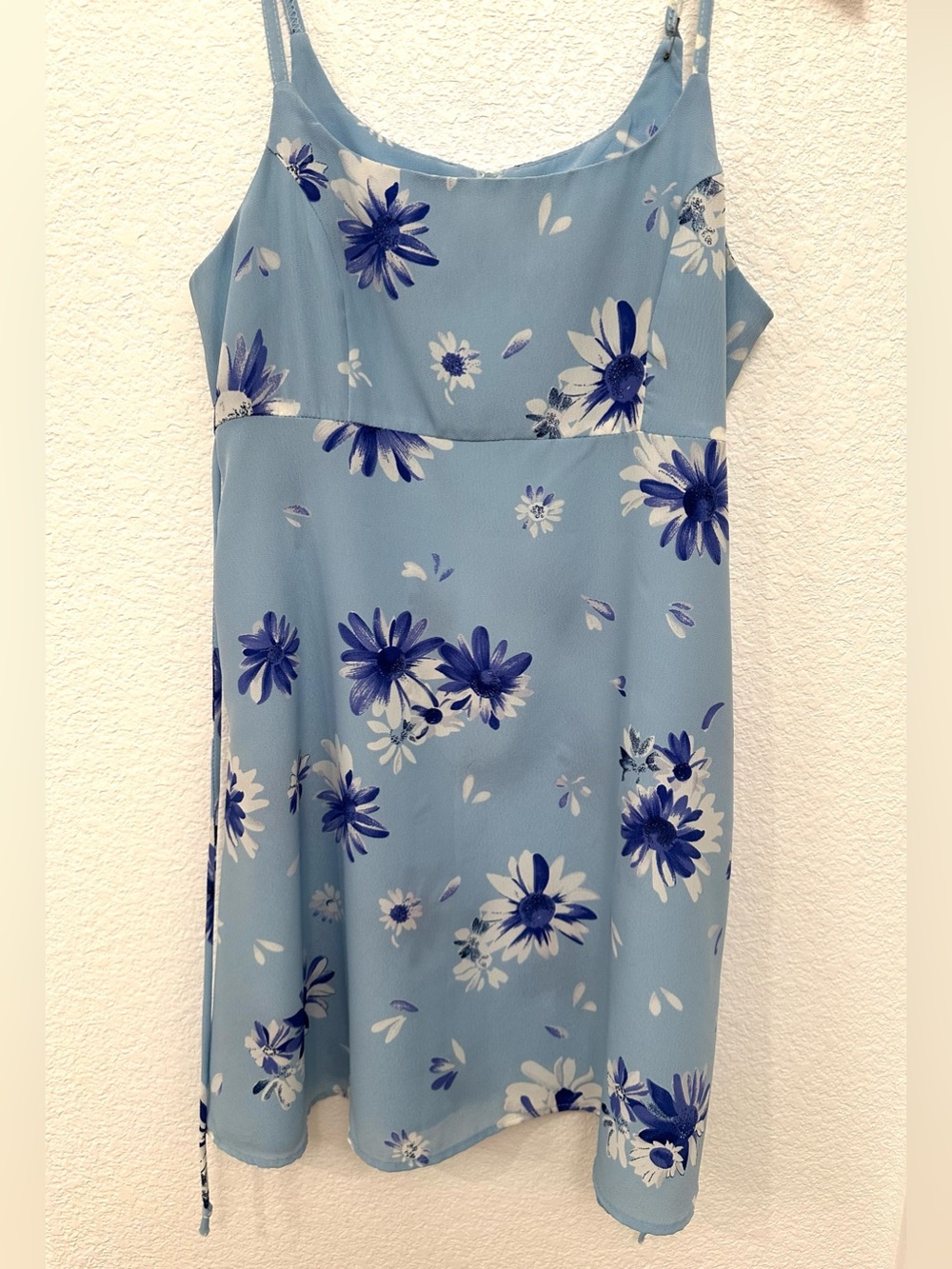 90s Light Blue Floral Dress with Blue & White Flowers